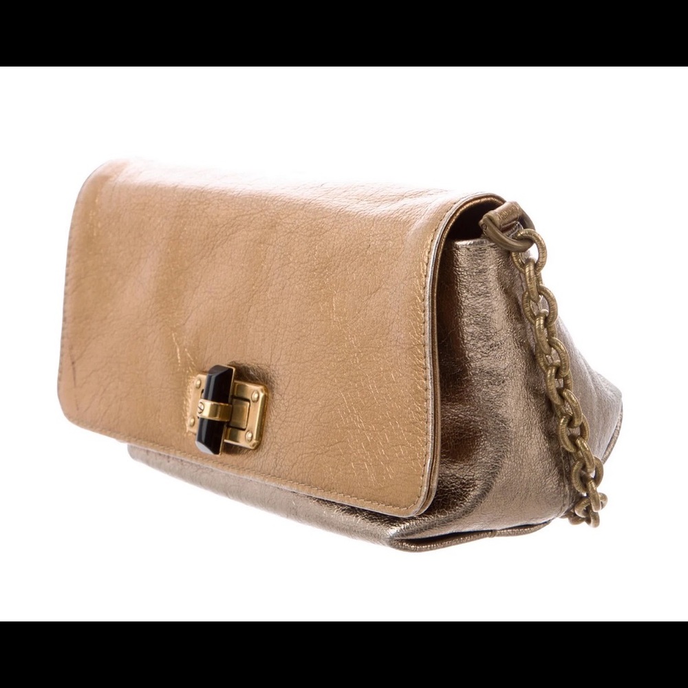 LANVIN metallic clutch/shoulder bag. Two tones champagne and gold.